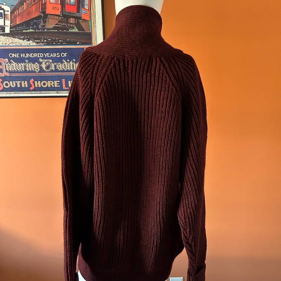 PETER CHRISTIAN burgundy 100% British wool men’s cardigan sweater - Picture 7 of 10